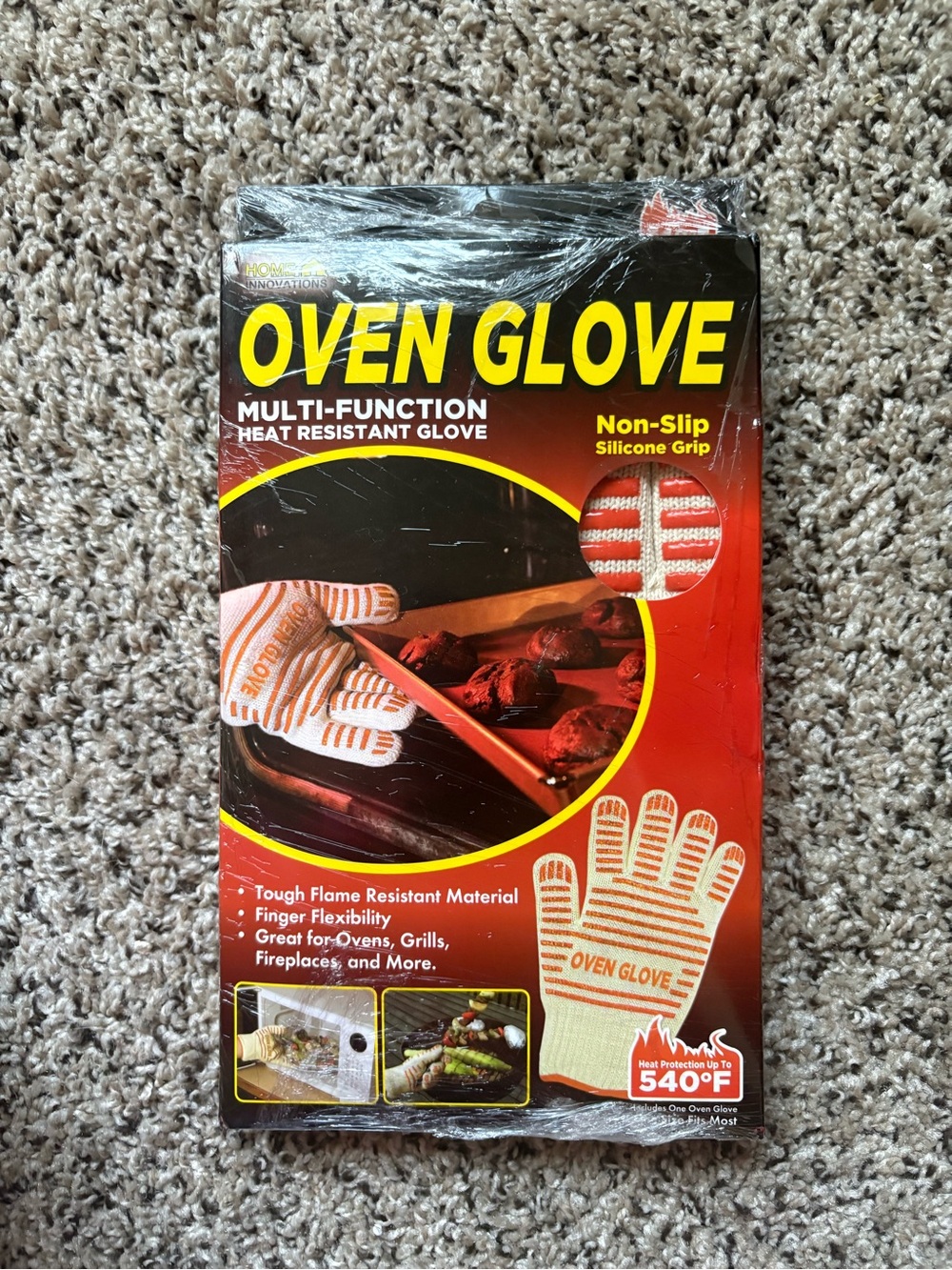 Oven Glove Heat-Resistant Multi-Function Glove in Cream & Orange